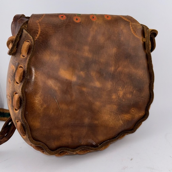 Brown Leather Stamped Tooled Western Cowgirl Cowboy Purse. - Picture 4 of 11